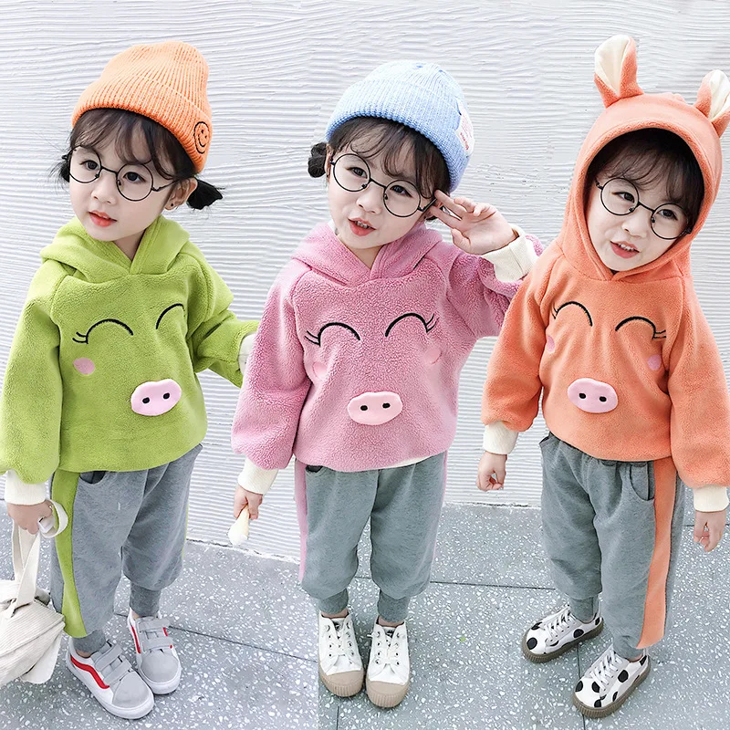 

Korean-style Children Baby Cartoon Pattern Pig Set 2019 Fashion New Style Winter Girls' Sweater Coat