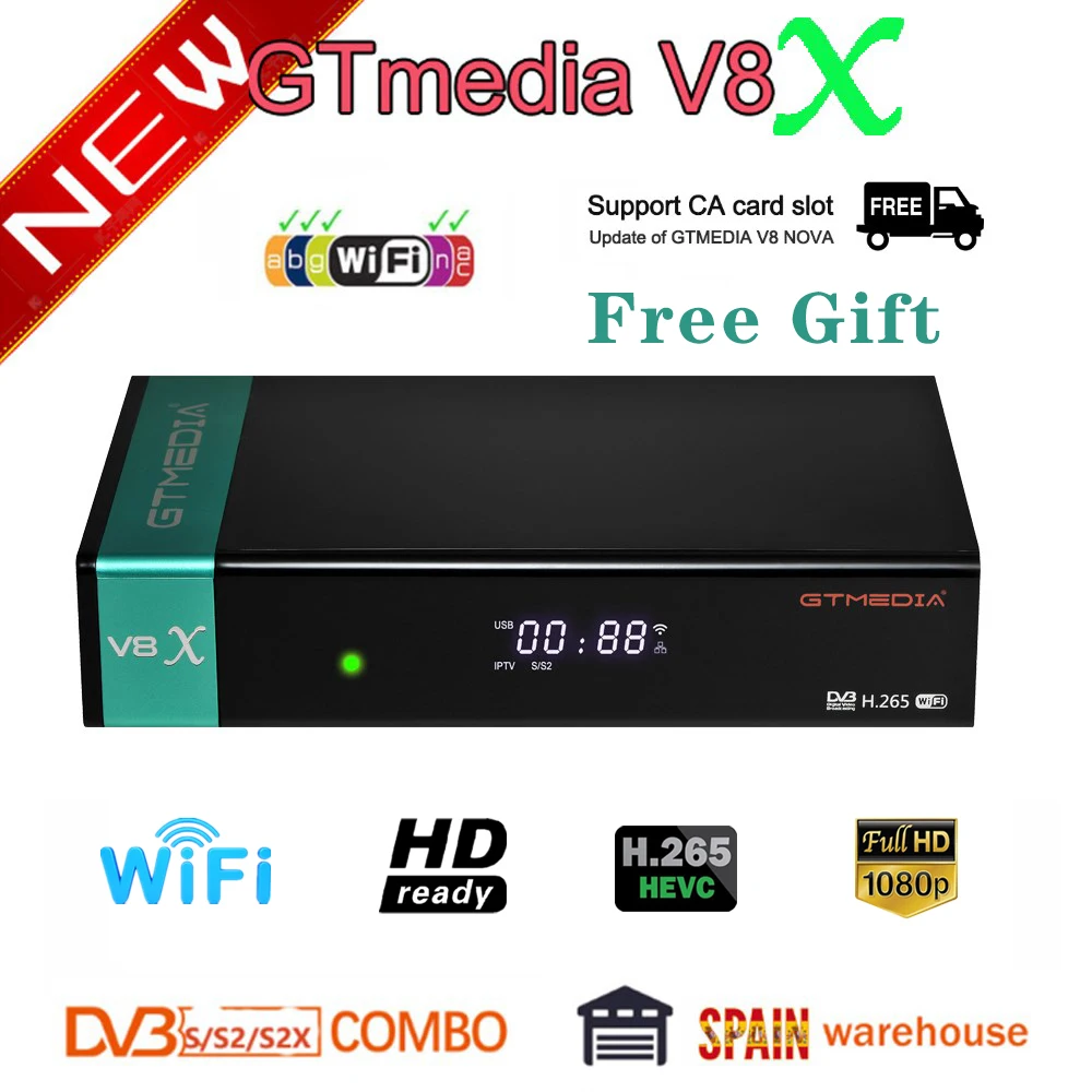 Новейший спутниковый ресивер GTmedia V8X обновленный V8 Nova Встроенный Wi Fi Full HD Honor freesat v9