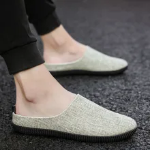 Теплые тапочки Для мужчин конопли повседневная обувь, дышащие, не скользят, Мужская обувь из парусины Туфли без каблуков Для мужчин Нескользящие шлепанцы Zapatillas de casa hombre# y2