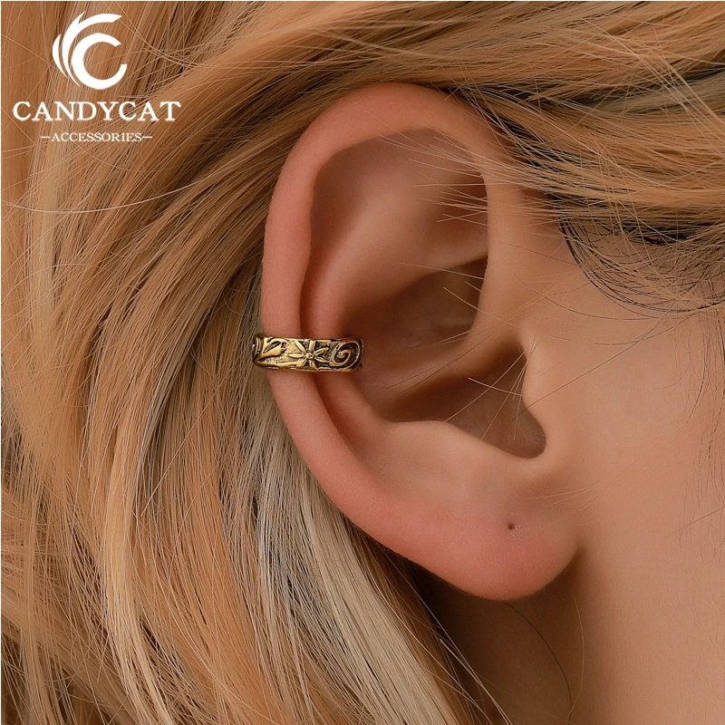 

Ethnic Metal Pattern Ear Bone Clip Statement Vintage Men Women Fashion Earrings 2019 No pierced Earring Unisex Jewelry wholesale