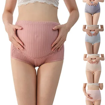 

women High Waist Adjustable Belly Cotton Maternity Panties with Lace Underwear Clothes for Pregnant Women Pregnancy Briefs