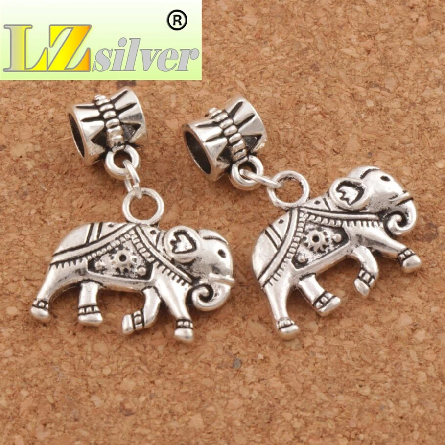 Thai Sun Elephant Charm Beads 21x28 mm 72PCS zinc alloy Dangle Fit European Bracelets B1183