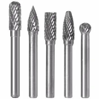

5* Rotary Burrs Set Head Tungsten Carbide 6mm Shank Die Grinder Bit Tools Silver