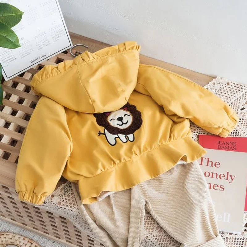 New Baby Girls Clothes Cartoon Pattern Girls Jackets Coats Thick Fleece Hooded Kids Outwear Jacket BC806 - Цвет: yellow