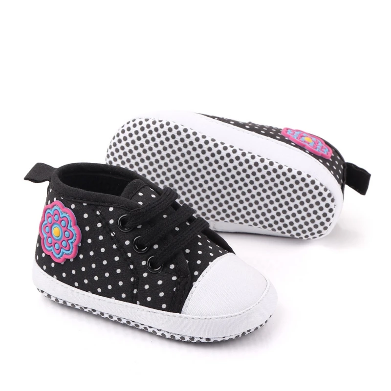 1 пара; весенняя обувь для маленьких мальчиков и девочек; Zapatillas Bebe; детская обувь в горошек и с цветочным принтом; нескользящая обувь для новорожденных; обувь для малышей