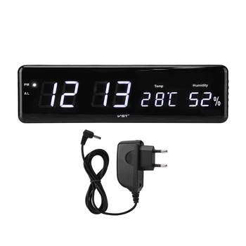 

Electronic LED with Charging Cable Digital Wall Clock with Temperature and Humidity Display Home Clock Can Set Three Alarm Clock