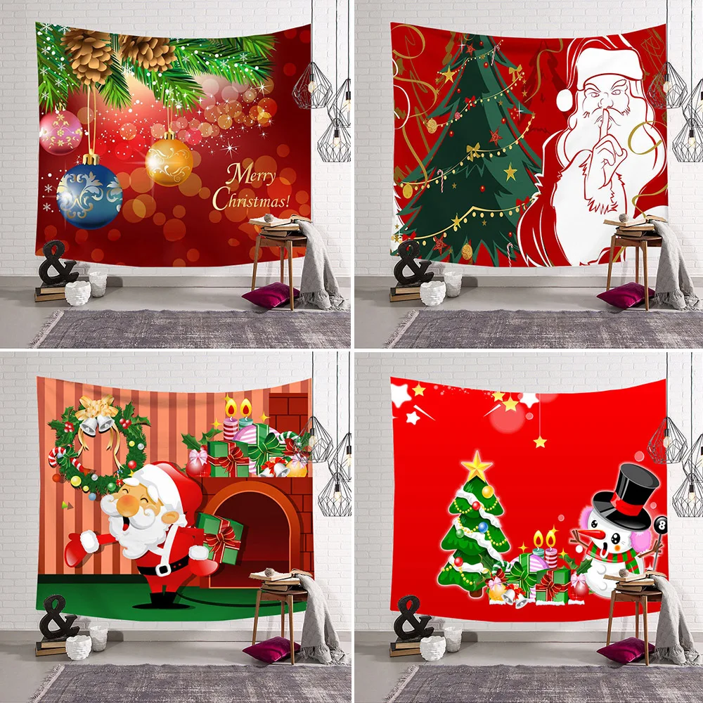 

New Christmas tapestries printed tape cloth background cloth wall blankets foreign trade beach towel beach sitting blankets