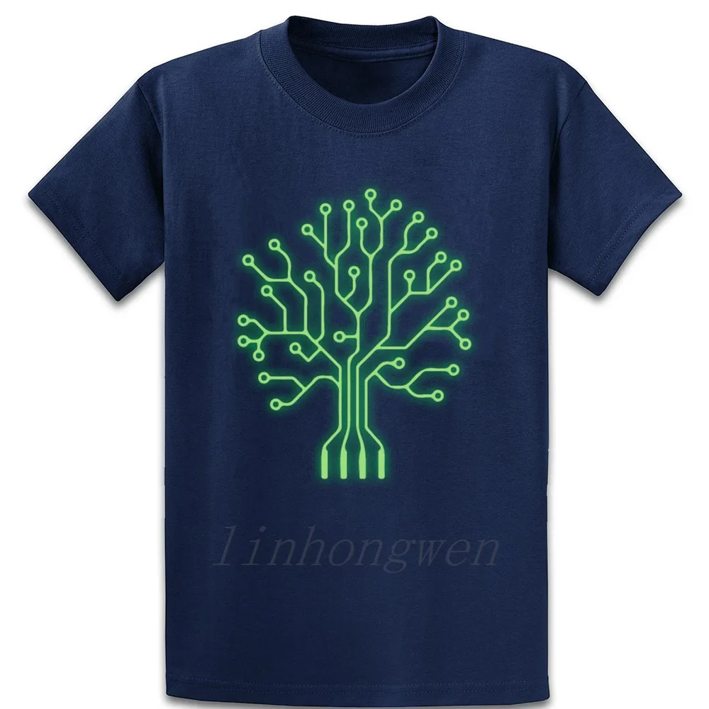 Neon Binary Tree Pcb компьютерная программирующая футболка с круглым вырезом, модный подарок, Летний стиль, одноцветная футболка, аутентичная трикотажная