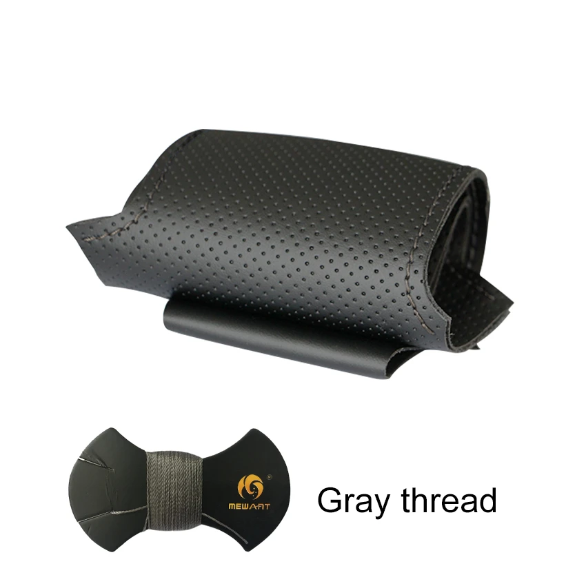 MEWANT черная искусственная кожа Чехол рулевого колеса автомобиля для BMW E90 E91 E92 E93 X1 E84 E87 E81 E82 E88 - Название цвета: Gray Thread