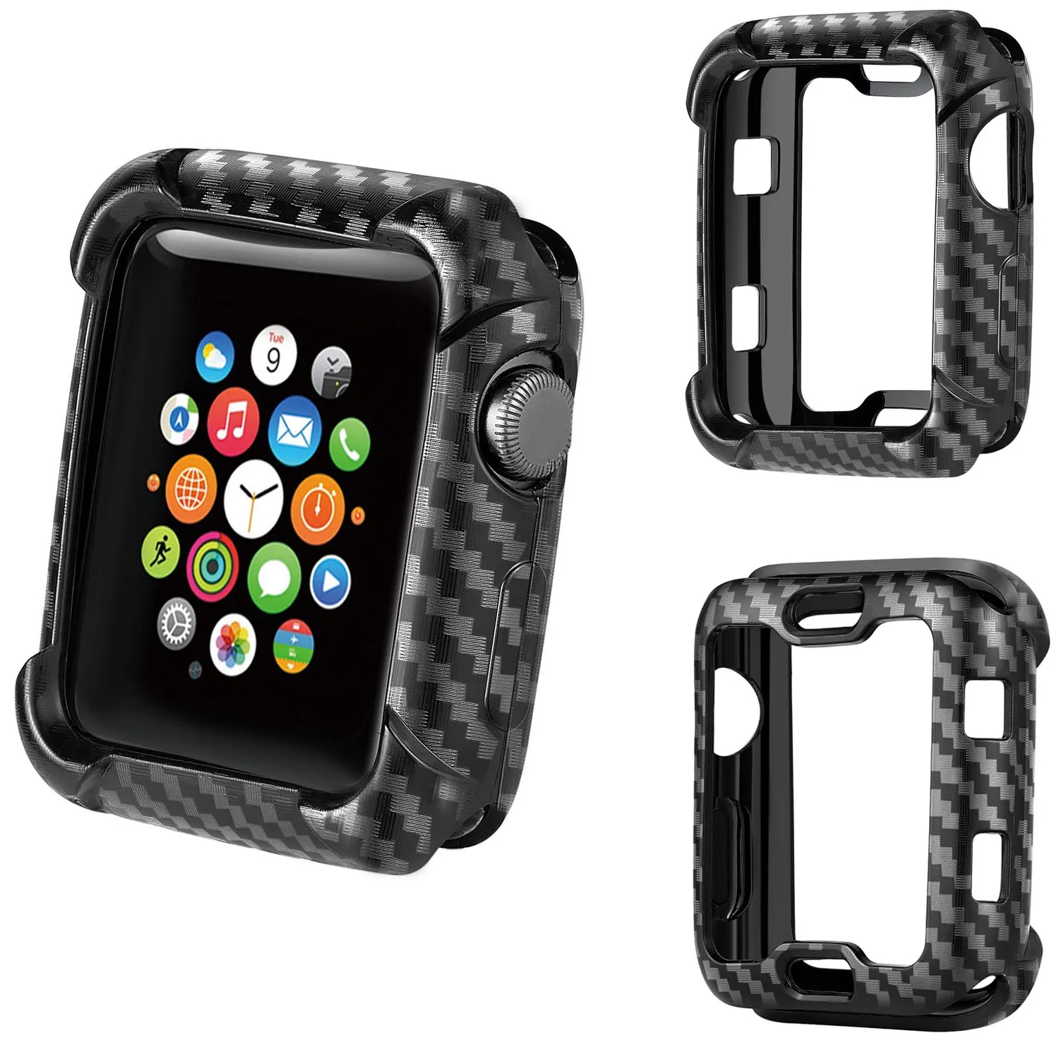 Защитный чехол для Apple Watch 4 3 2 iwatch 42/44 мм 38/40 карбоновый защитный Чехлы бампер