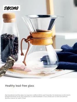 

400ml Resistant Glass Coffee Maker Coffee Pot Espresso Coffe Machine with Stainless Steel V60 Filter Pot Coffee Percolators