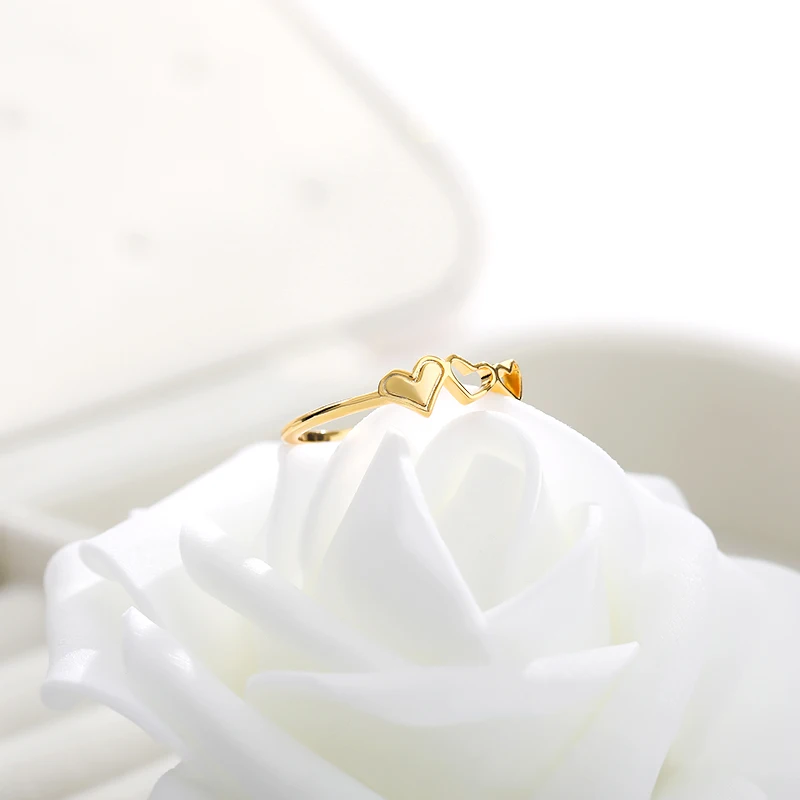 Милые женские кольца для возлюбленной с тремя сердечками, Цвета: розовое золото, серебро, медь, обручальное, свадебное, женское кольцо на палец, модное ювелирное изделие