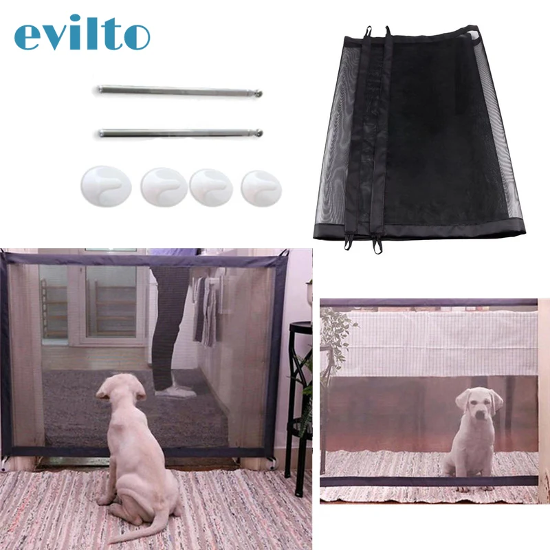 

evilto Home Dog Pet Fences Portable Folding Safe Guard Indoor And Outdoor Protection Safety Magic Gate Fence Net For Dogs Cat