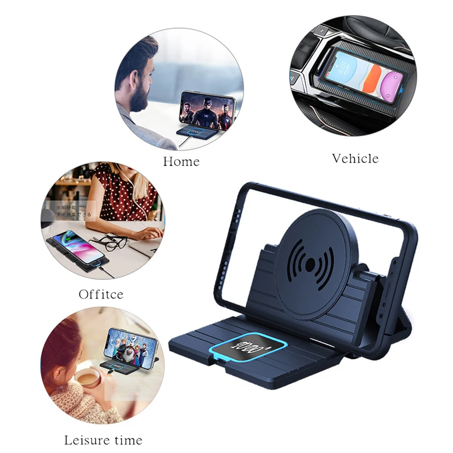 Fold 15W Qi Wireless Charger Stand Phone Holder Fast Charging for IPhone 11 for Samsung Xiaomi Car Desk Silicone Non slip10w 5w