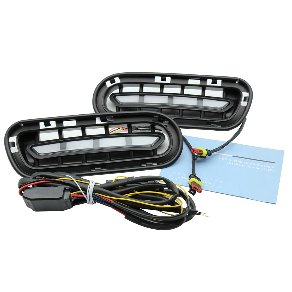2 pcs/pair Car LED 2 Color Daytime Running Light for 18-20 Kia Stinger Lamp Auto Vehicle Accessories TD326