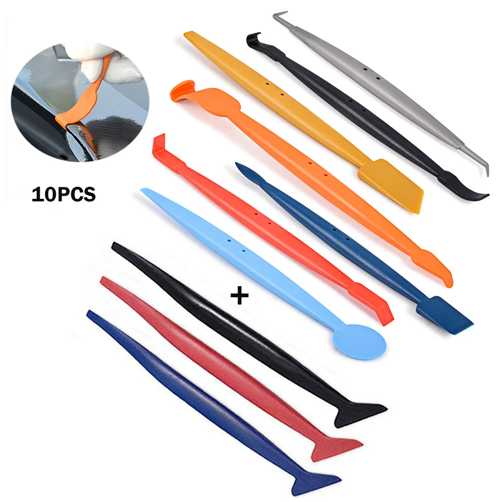 

FOSHIO 10PCS Car Vinyl Wrapping Tool Set Window Tint Sticker Carbon Film Micro Gasket Magnet Tuck Squeegee Vinyl Wrap Scrapers