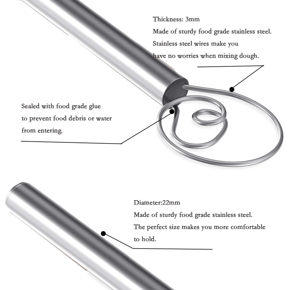 Stainless Steel Flour Mixer, Multifunctional Wire Ring Stirrer Baking Tool for Egg, Jam, Milk Shake, Complementary Food