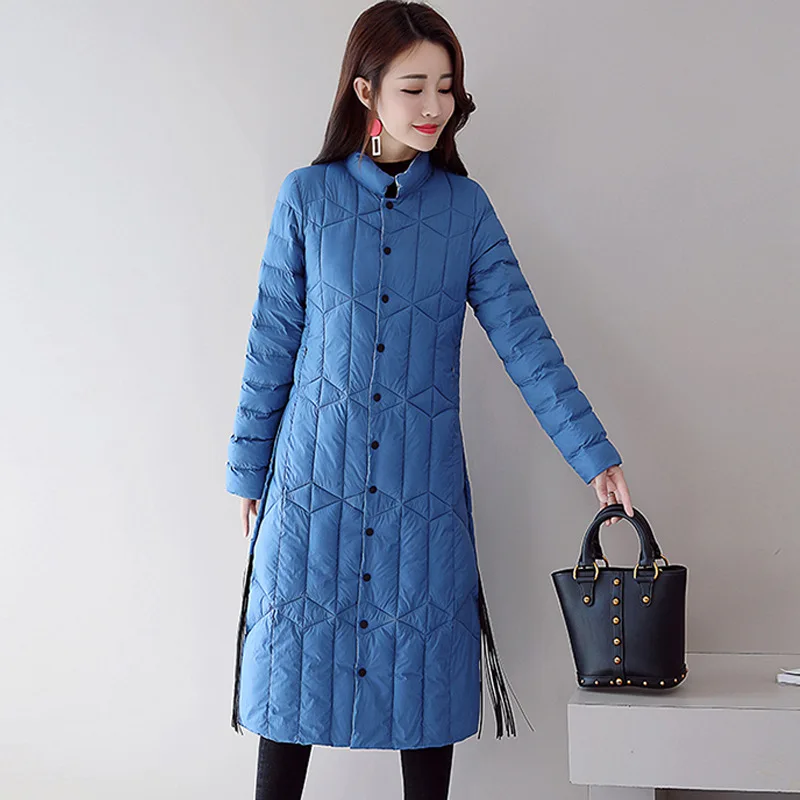 

Stand Collar Cotton-padded Clothes Women's Long over-the-Knee 2019 New Style Winter Fashion Elegant Slimming Dignified Cotton Co
