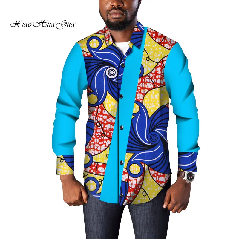 12 Traditional Mens African Clothing Men Shirts Long Sleeve Dashiki Men African Print Shirt Plus Size Mens Clothing 6XL WYN965 - Цвет: 12