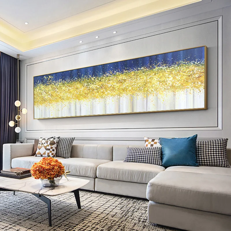 

Hand-painted Oil Painting Abstract Pachira Gold Foil Luxury Nordic Light Color Living Room Decorative Painting Background Painti