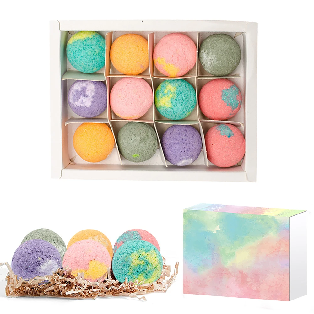 12pcs/set Organic Bath Gift Natural Mini Handmade Bathing Foot Spa Bomb Rich Essential Oils Moisturizing Dry Skin Relaxing Scent