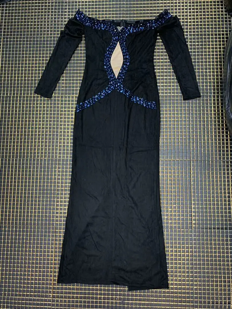 Женское модное черное Бандажное платье с длинным рукавом и вырезом, Vestidos, вечерние платья знаменитостей, облегающие платья