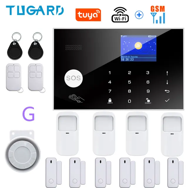 TUGARD G30 Tuya Wifi Gsm Home Burglar Security Alarm System Door Sensor Detector Kit Smart Life Alexa Google Apps Control G