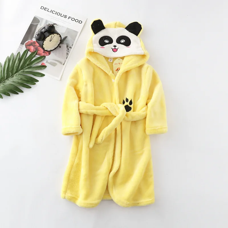 2023 Kinderen Pyjama Winter Peuter Flanellen Pyjama Gewaden Jongen Meisje Hooded Badjas Baby Homewear Kleding Jas Kinderen Jas