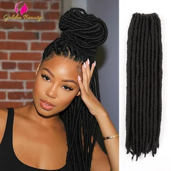 18" Synthetic Faux Locs Braiding Hair Extensions Ombre Dreadlocks Crochet Braids Straight Goddess Locs Hair Golden Beauty 1