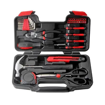 

39pcs Household Repair Hand Tool Kit Excellent Seiko BS and 45 Carbon Steel Screwdriver with Storage Plastic Toolbox