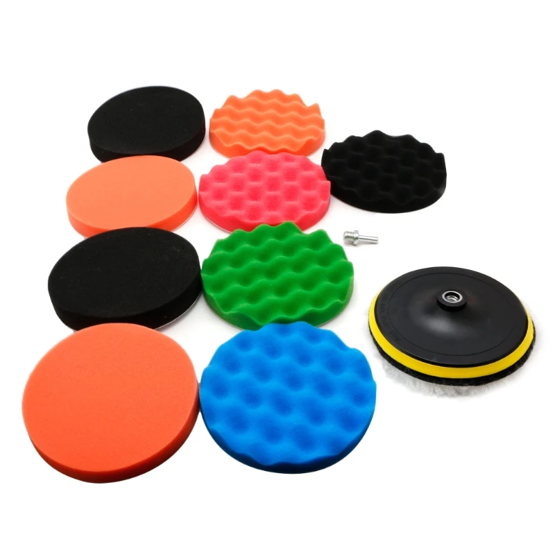 

11 Pcs 3/4/5/6/7" Buffing Sponge Polishing Pad Kit Set For Car Polisher Buffer Drop Ship Support