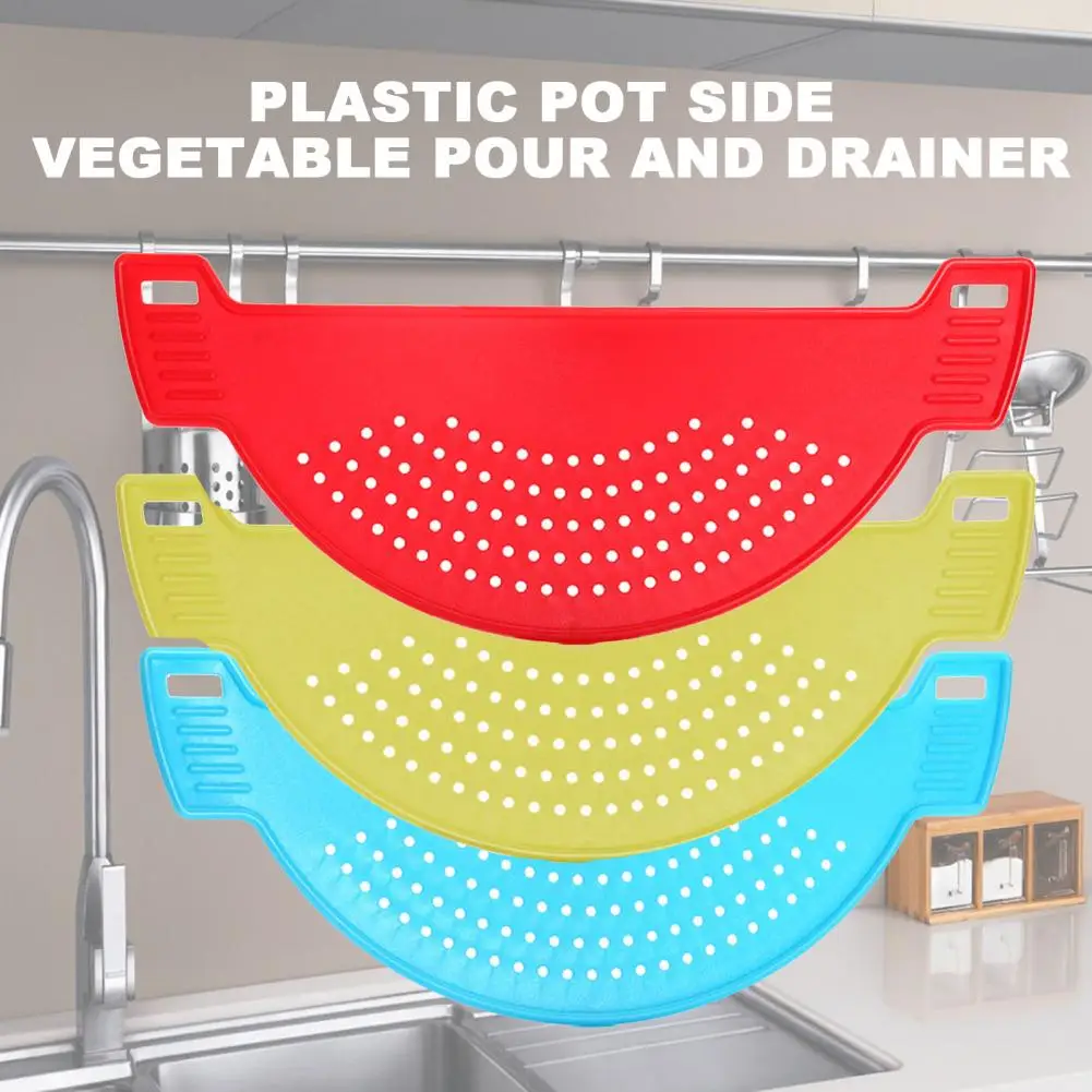 Drainer Board Half Moon Shape Vegetable Washing Heat Resistant Pot Funnel Strainer for Kitchen Gadgets