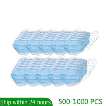 

500 1000 Pcs Quality Earloop Face Mouth Masks 3-layer Protective Anti-bacterial 3 ply mask