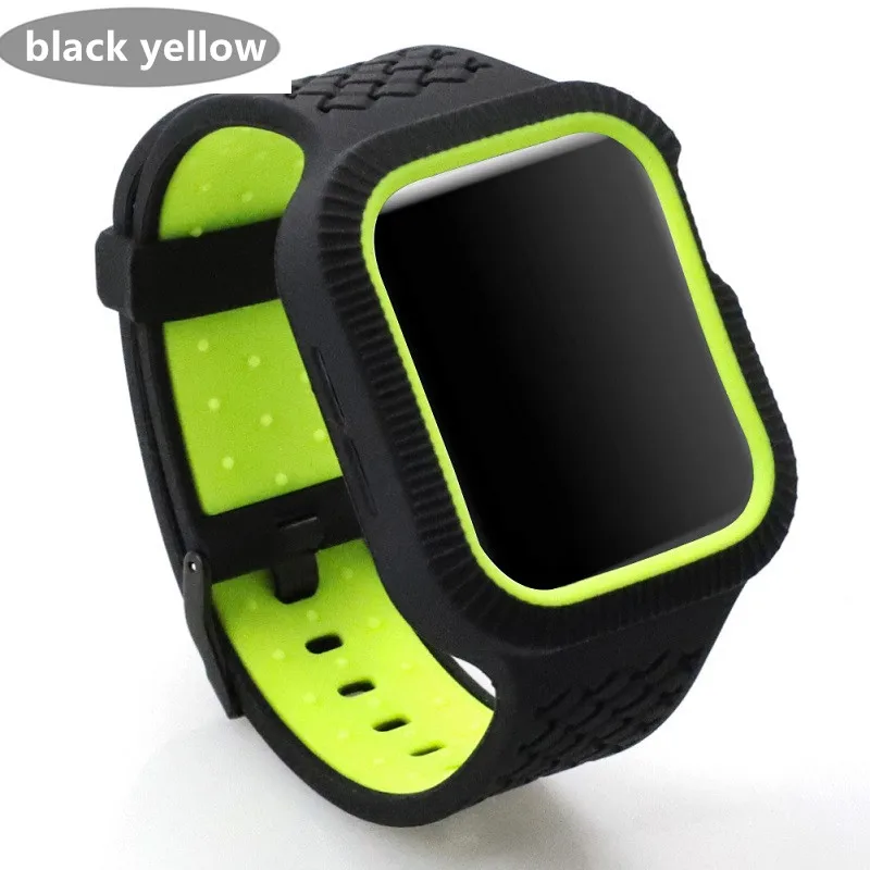 black green Тканый ремешок+ чехол для apple watch 4 band 44 мм/40 мм iwatch series 4 band correa браслет ремешок для часов ремень - Цвет ремешка: black green