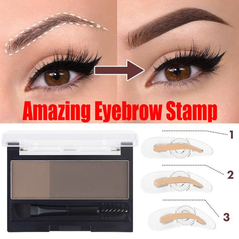 Eyebrow Powder Makeup Palette Eyebrow Enhancers Cream Lasting Waterproof Eyebrow Pigment 3D Eyebrows Stamp with Tool TSLM1