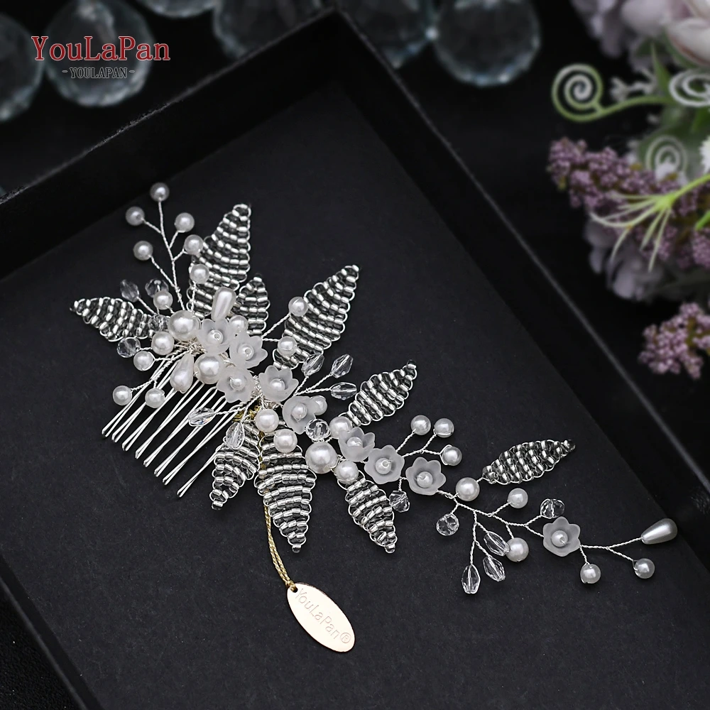 TOPQUEEN Wedding Hair Vine Bridal Hair Accessories Headpieces Diamond and Crystal Clips Comb Pearl Bride Jewelry