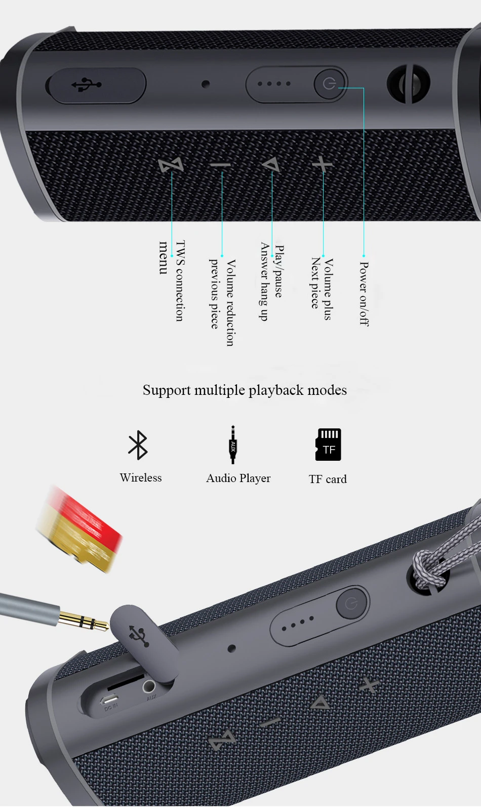 Y331 TWS Открытый водонепроницаемый динамик Bluetooth беспроводной стерео Супер Бас Звук Поддержка TF карта 2000 мАч для путешествия Вечерние