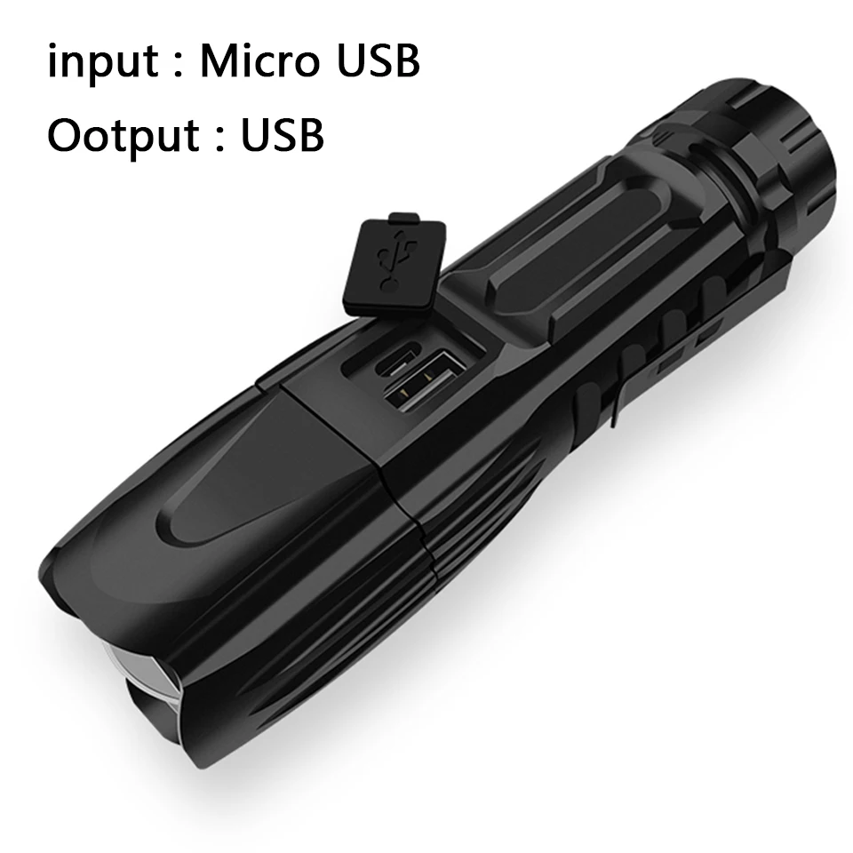 Z20 светодиодный фонарик xhp90 с зарядкой через usb, мощный, растягивающийся, ударопрочный, 26650 перезаряжаемый, внешний аккумулятор, фонарик