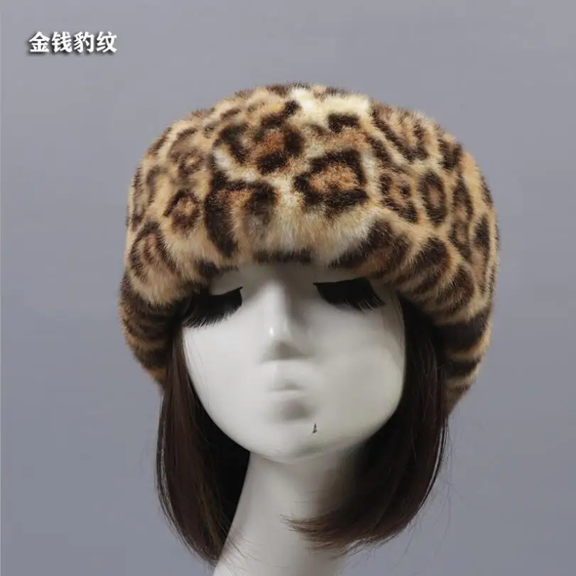 Bright leopard Женская пушистая повязка на голову из искусственного меха, леопардовая повязка на голову для девочек, мягкие толстые широкие меховые головные уборы, зимняя шапка из искусственного меха, повязка на голову, аксессуары для волос - Цвет: Bright leopard