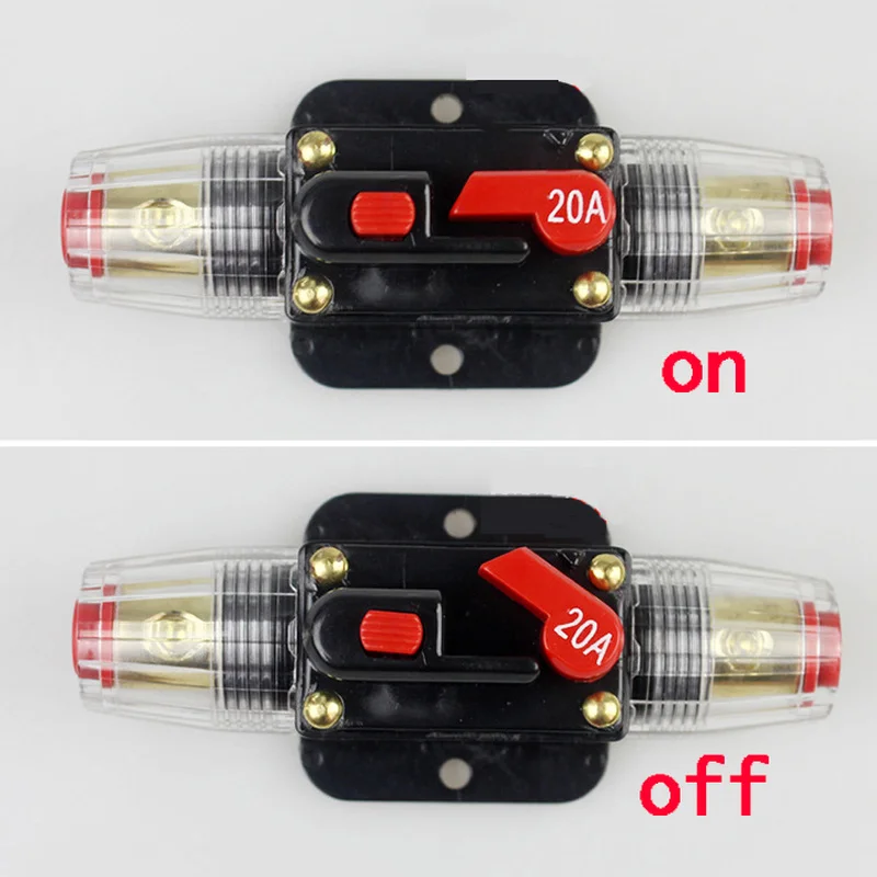 Circuit Breaker Resettable Fuse Universal Car Truck Recoverable Circuit Breaker 20A 30A 40A 50A 60A 80A 100A 125A Self-recovery Audio Fuse Holder Adapter