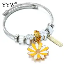 Высокое качество титановый, серебряного цвета Сталь браслет в виде цветка, Для женщин Стильный браслет Грейс дамы, праздничная бижутерия, Повседневная Бижутерия Аксессуары