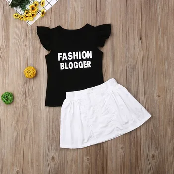 

2PCS Toddler Kids Baby Girl Clothes Sets Sleeveless Solid T-shirt Tops White Skirt Summer Kids Girl Outfit Set Girl Clothing Set