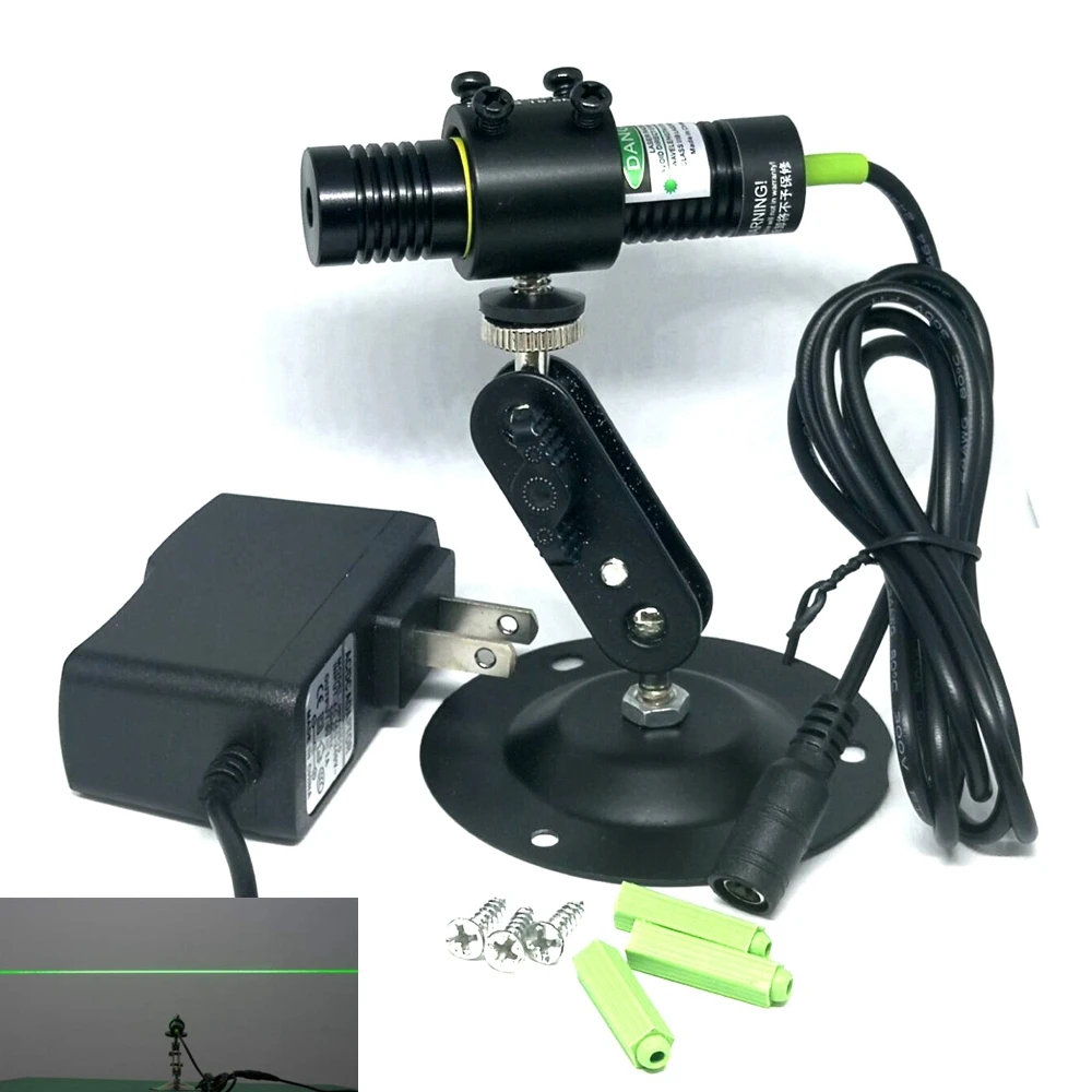 

532nm 50mW Green Laser Diode Line Locator Module w 5V Power & Holder & K9 Lens