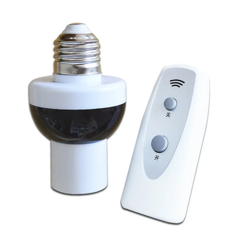 

Infrared Remote Control Switch Lamp Holder Flame Retardant Plastic High Temperature Universal E27 Screw with Remote Control 220V