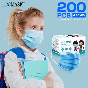 

200 PCS Profession Child Medical face mouth Mask 3-Ply PM2.5 Nonwoven Disposable Breathable Health surgical Mask