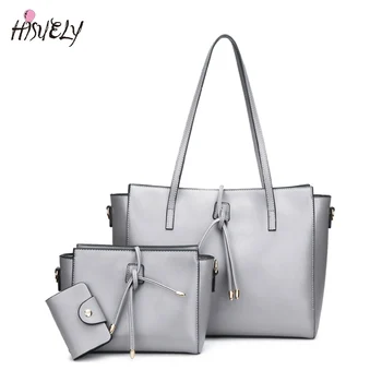 

2020 New Women Leather Handbag Bags Set 3 Pcs Female Large Capacity Tote Ladies Shoulder Bag Messenger Bag Purse Sac a Main