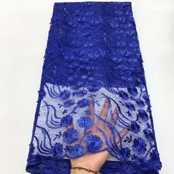 

Royal blue Tulle Laces Fabrics African Very Soft Embroidery Latest High Quality Nigerian Lace Fabric For Wedding Dress party FY1