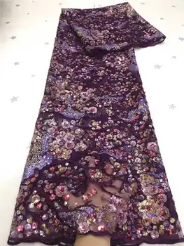 

High Quality Embroidery Sequins Tulle Fabric Latest African Bead Tube Fabric with Glitters Sequince for Wedding Dress NN581