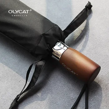 

OLYCAT Big Automatic Clear Umbrella Men gifts Wooden Handle Sun Rain Umbrellas Windproof 10 Ribs Folding Golf Umbrella Parasol