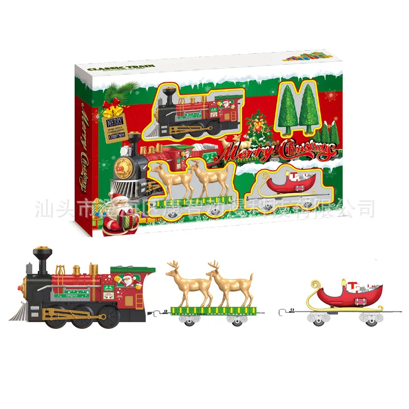 

Santa Claus Electric Train Simulation Track with Lights Music Christmas Train Track Model Car Track Children's Toy Gift for Kids